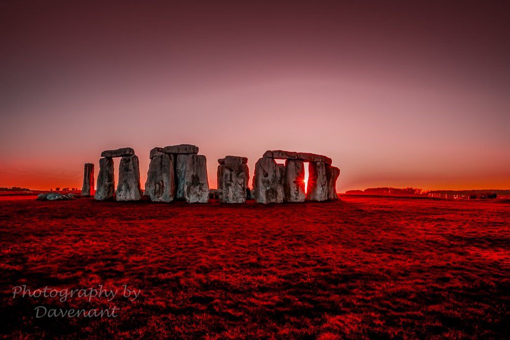 Stonehenge in crimson